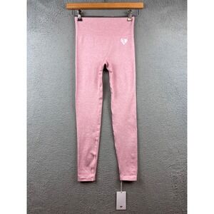 New WOMENS BEST Seamless Leggings Pink Textured High Waist Activewear Size S